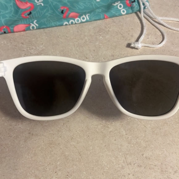 Goodr Side scroll eye roll white frames with a purple tint. Medium size frame - Picture 3 of 7